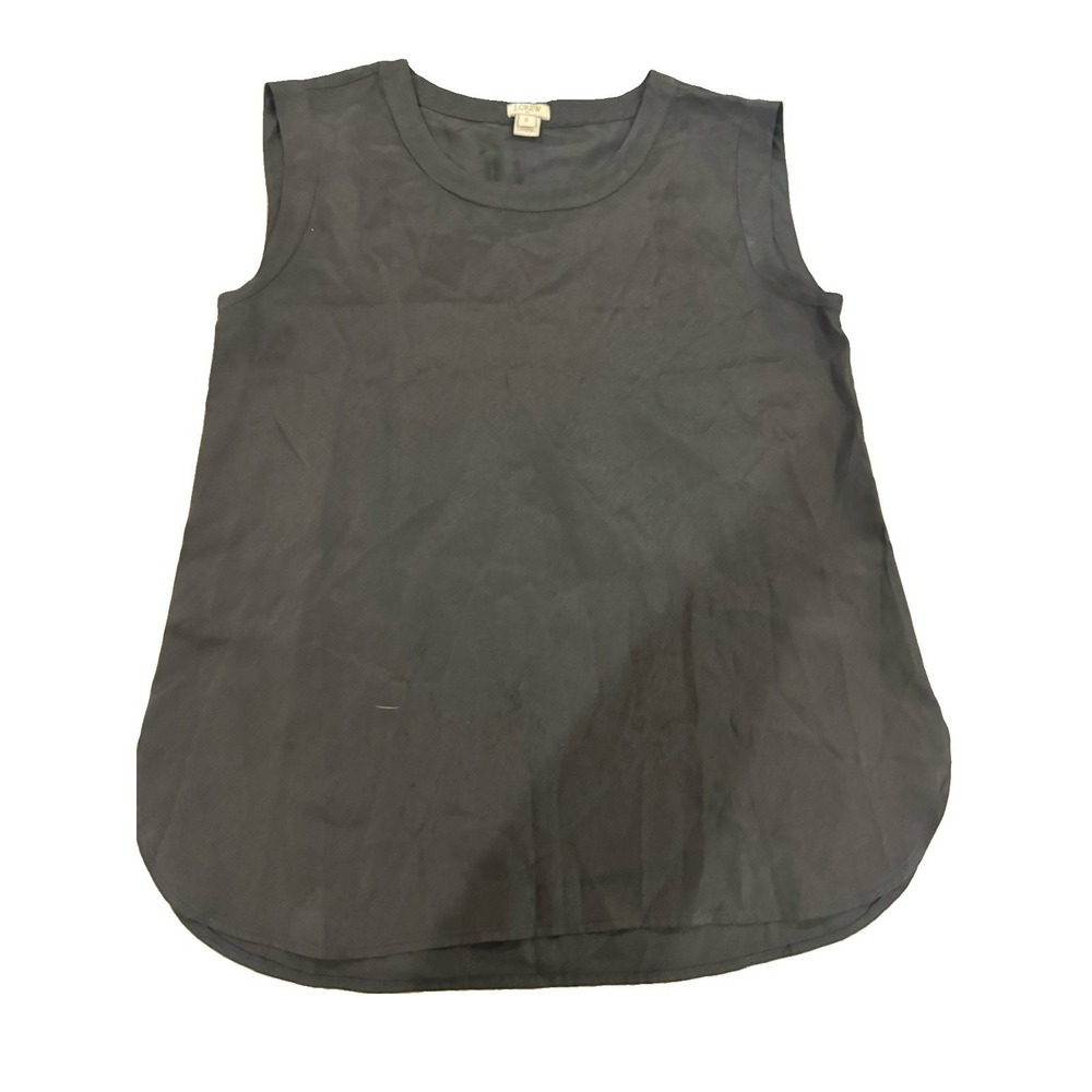 J.Crew Black Sleeveless Tank Top Size S Rounded Hem Polyester Tunic B7682